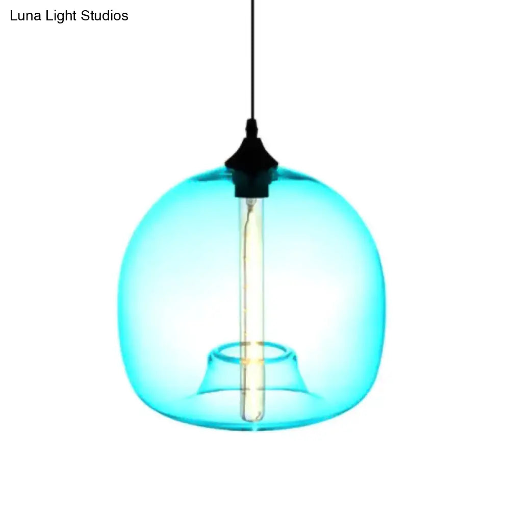 Modern Glass Ball Shade Suspension Light - Red/Brown/Blue Hanging Ceiling