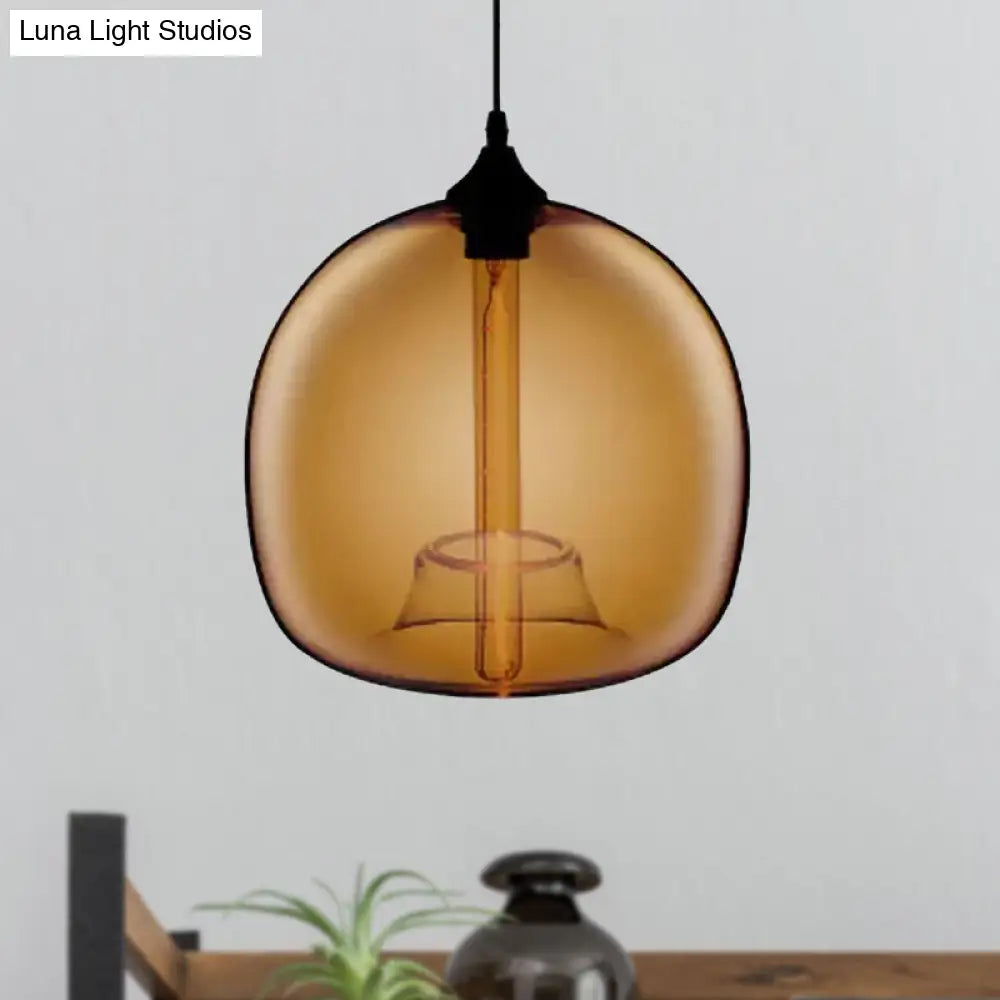 Modern Glass Ball Shade Suspension Light - 1-Light Red/Brown/Blue Hanging Ceiling