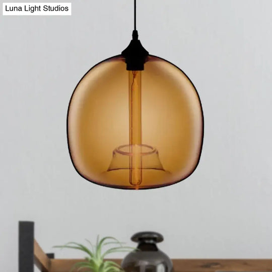 Modern Glass Ball Shade Suspension Light - 1-Light Red/Brown/Blue Hanging Ceiling