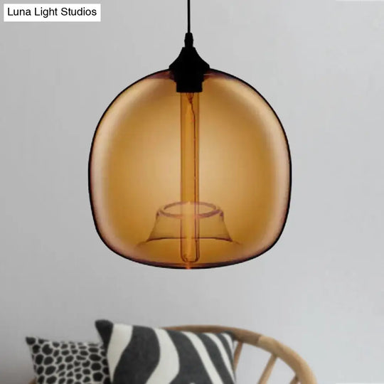 Modern Glass Ball Shade Suspension Light - 1-Light Red/Brown/Blue Hanging Ceiling