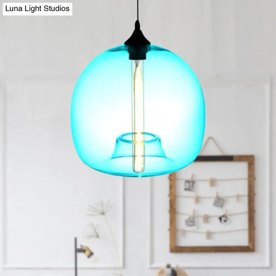 Modern Glass Ball Shade Suspension Light - 1-Light Red/Brown/Blue Hanging Ceiling