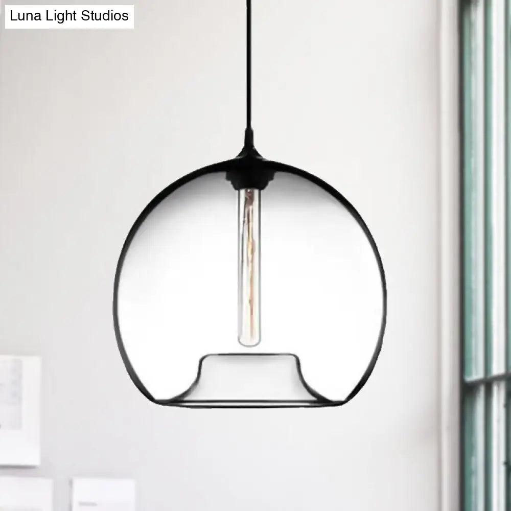 Modern Glass Ball Shade Suspension Light - 1-Light Red/Brown/Blue Hanging Ceiling Clear