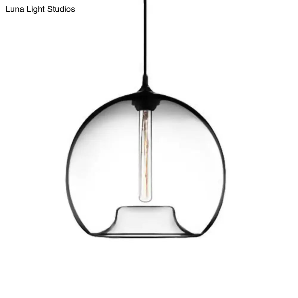 Modern Glass Ball Shade Suspension Light - 1-Light Red/Brown/Blue Hanging Ceiling