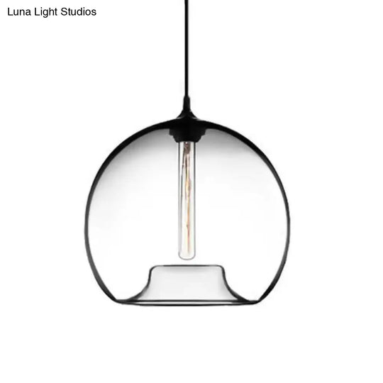 Modern Glass Ball Shade Suspension Light - 1-Light Red/Brown/Blue Hanging Ceiling