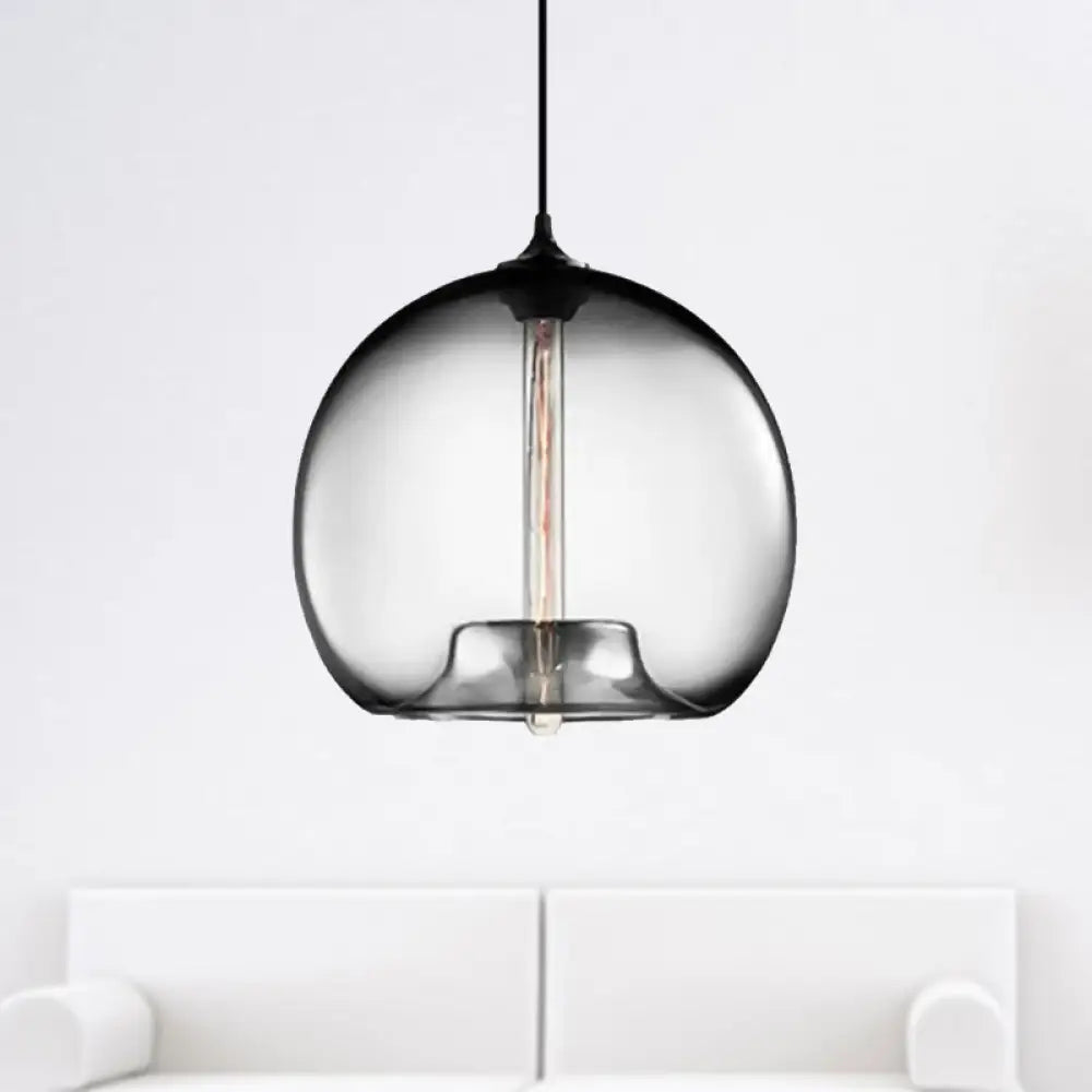 Modern Glass Ball Shade Suspension Light - Red/Brown/Blue Hanging Ceiling Smoke Gray