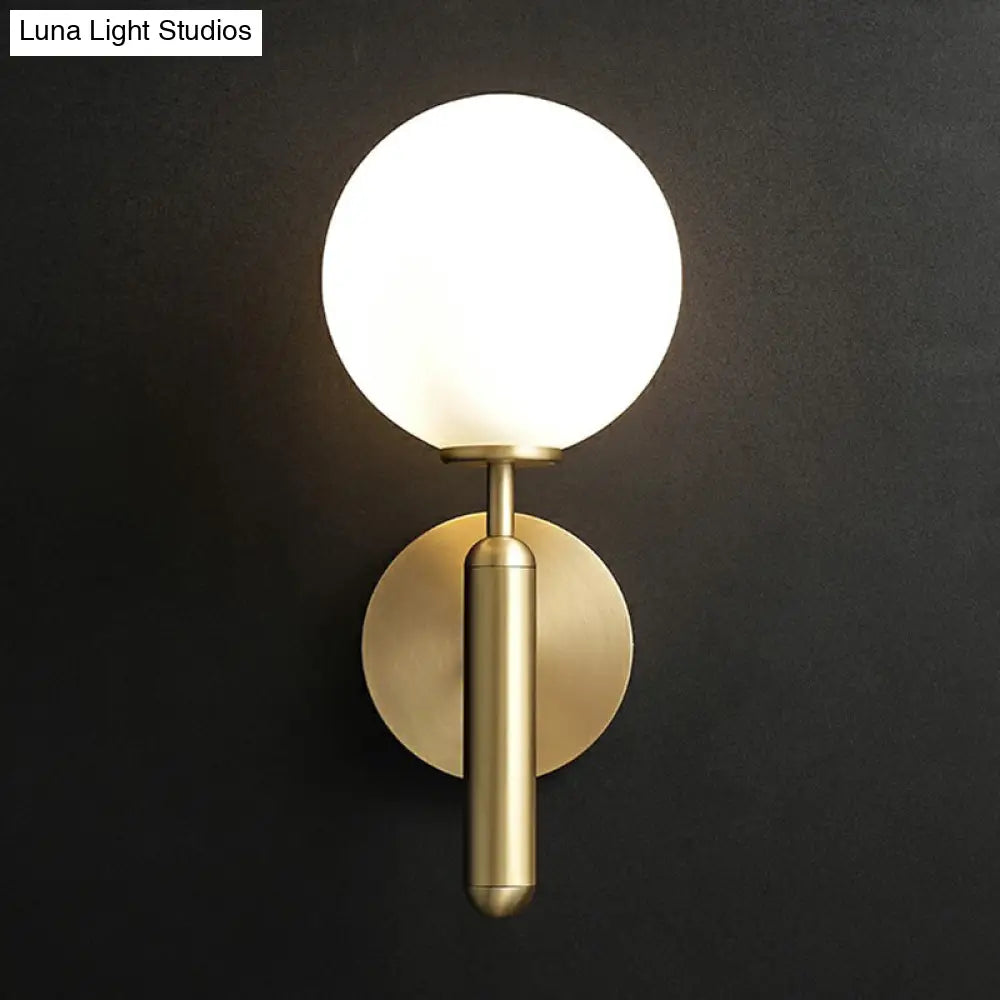 Modern Glass Ball Wall Mount Light With Brass Finish Perfect Sconce Lamp For Living Room