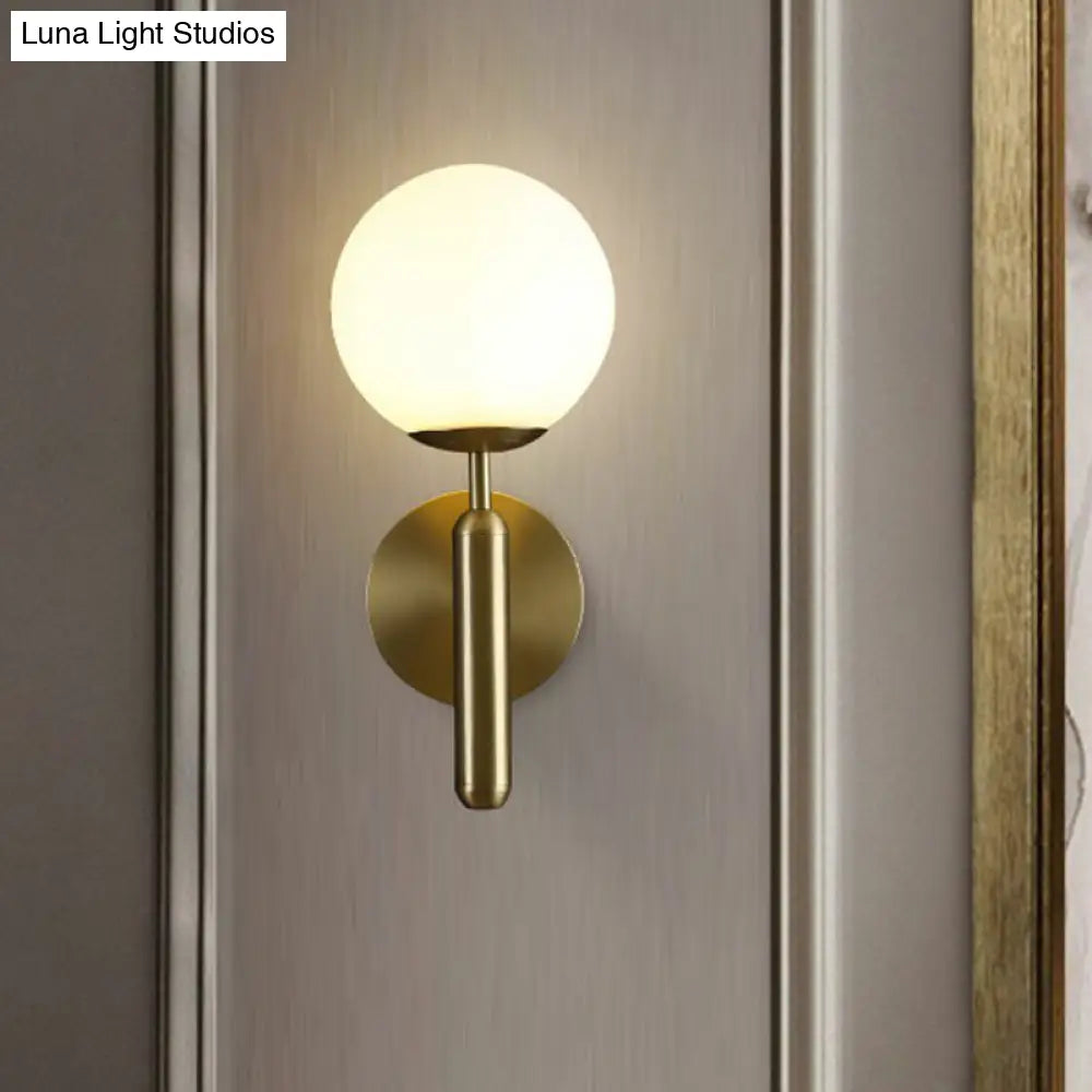 Modern Glass Ball Wall Mount Light With Brass Finish Perfect Sconce Lamp For Living Room