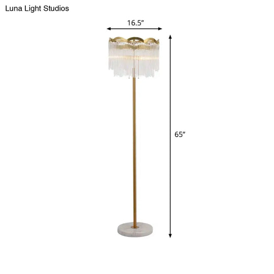 Modern Glass Bar Gold Floor Lamp With 3 Waved Round Lights