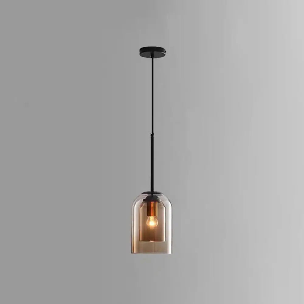 Modern Glass Bell Pendant Lamp For Stylish Bedroom Ceiling 1 / Cognac Round