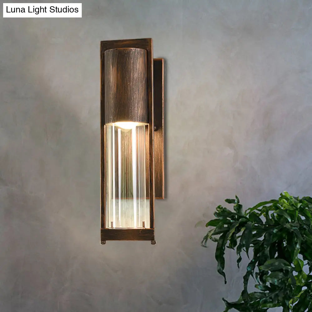 Modern Glass Black/Brass Wall Sconce With 1 Head For Industrial Style Flush Mount