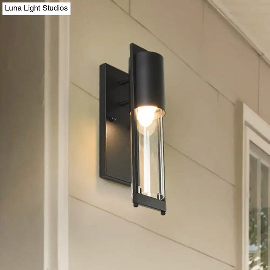 Modern Glass Black/Brass Wall Sconce With 1 Head For Industrial Style Flush Mount