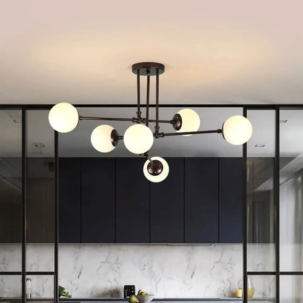 Modern Glass Bubble Chandelier - 6 Head Black Hanging Light Fixture