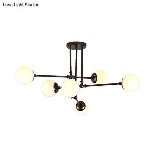 Modern White Glass Bubble Ceiling Chandelier With 6 Hanging Lights In Black