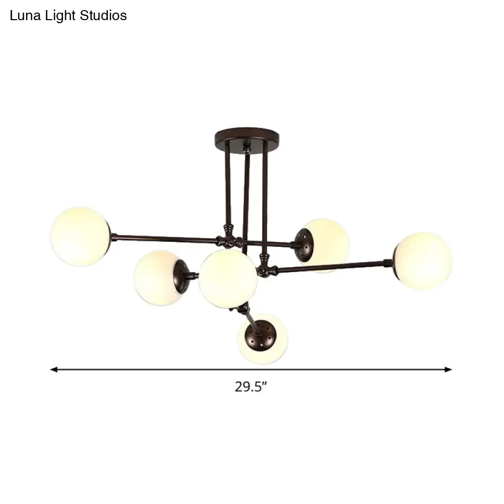 Modern Glass Bubble Chandelier - 6 Head Black Hanging Light Fixture