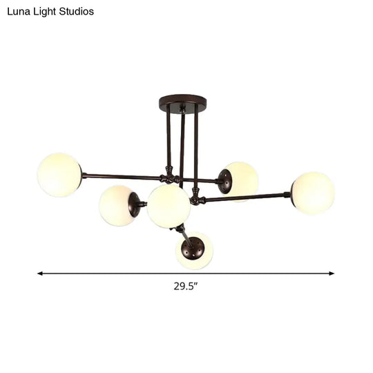 Modern Glass Bubble Chandelier - 6 Head Black Hanging Light Fixture