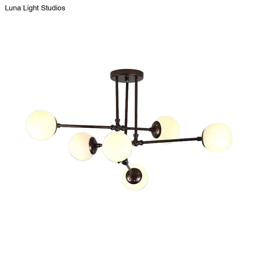 Modern Glass Bubble Chandelier - 6 Head Black Hanging Light Fixture