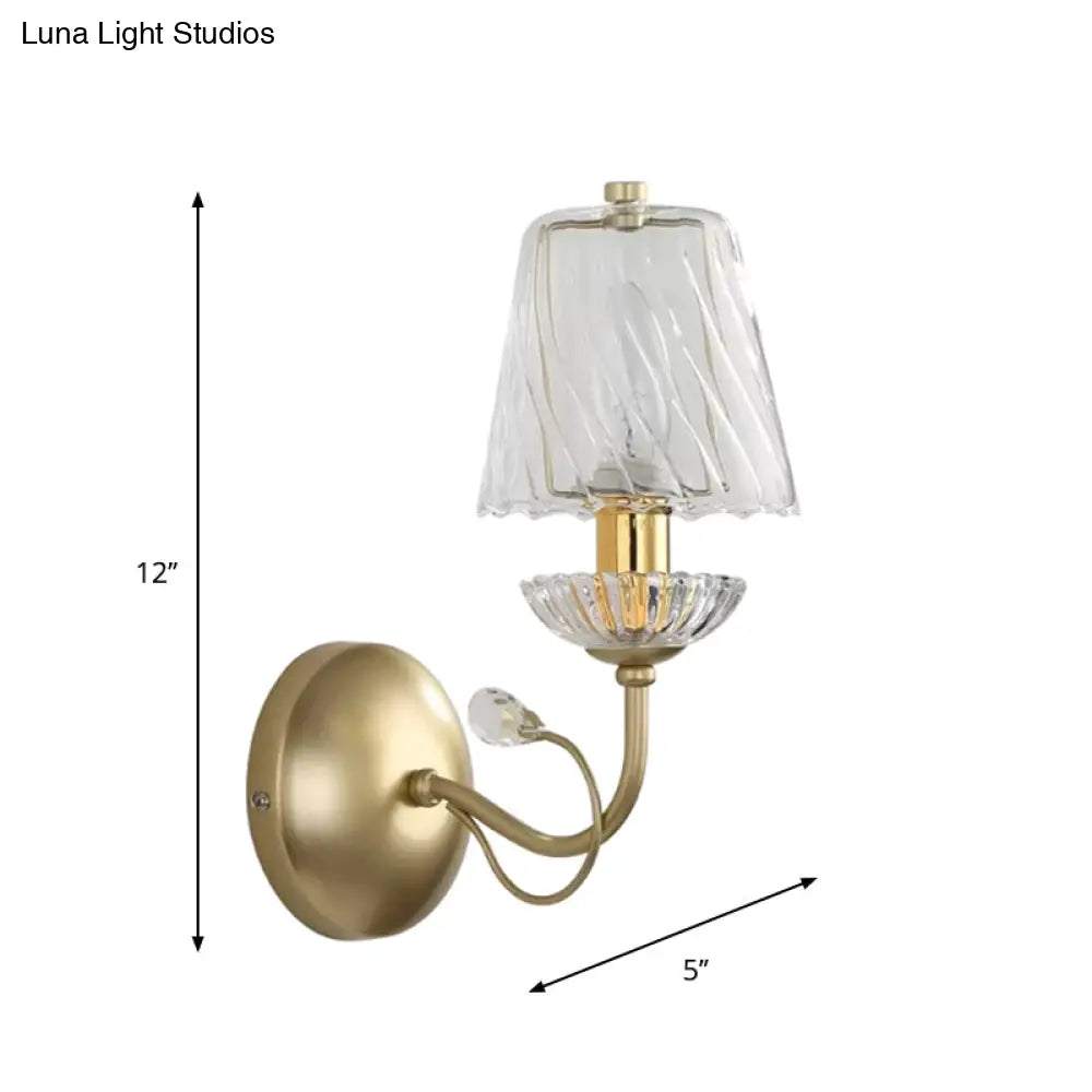 Modern Glass Conical Sconce: Gold Wall Mounted Lamp For Great Rooms