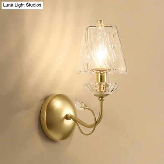 Modern Glass Conical Sconce: Gold Wall Mounted Lamp For Great Rooms