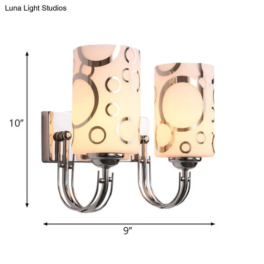 Modern Glass Cylinder Wall Sconce 1/2-Lights - Chrome Finish Bedside Lamp