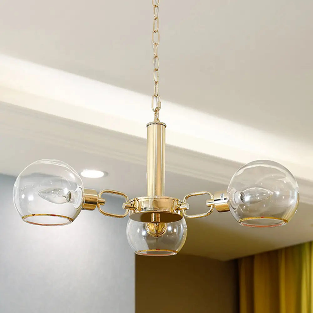 Modern Glass Dome Pendant Light With Gold Finish For Living Room 3 /