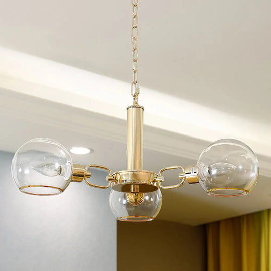 Modern Glass Dome Pendant Light With Gold Finish For Living Room 3 /