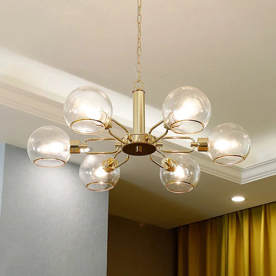 Modern Glass Dome Pendant Light With Gold Finish For Living Room 6 /