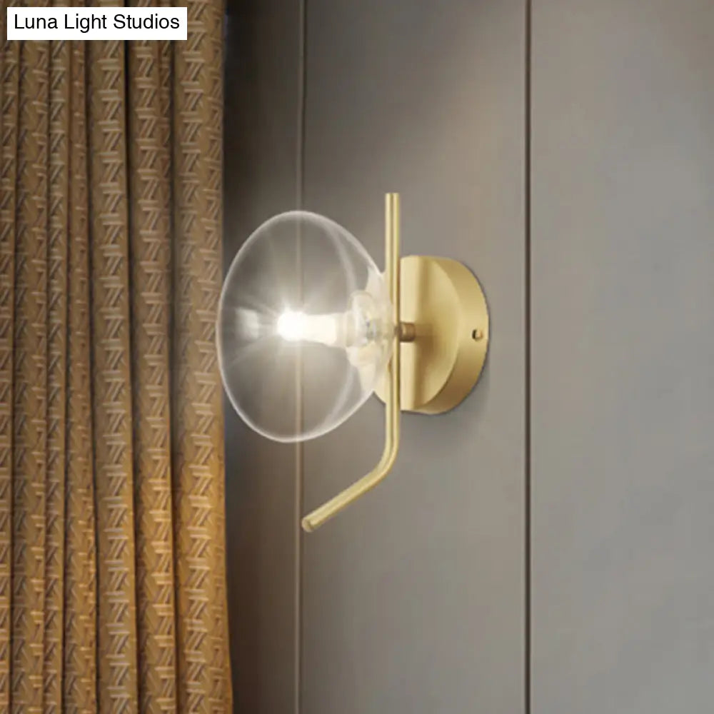 Modern Glass Dome Wall Sconce With Gold Arm And 1 Light