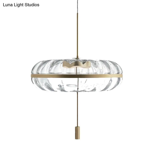 Modern Glass Doughnut Pendant Brass Light Fixture For Table