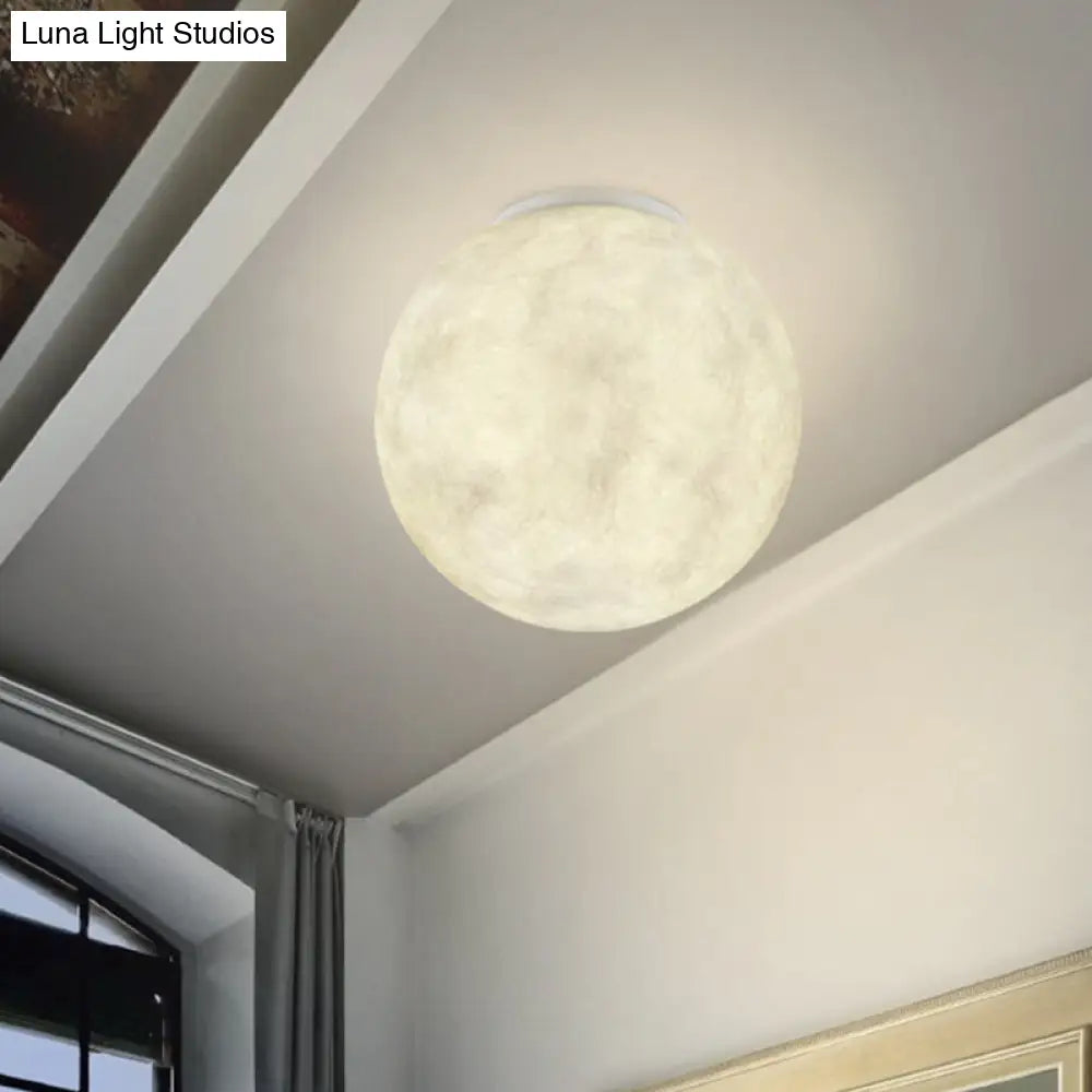 Modern Glass Flush Mount Ceiling Lamp With Ball Moon Design - Ideal For Balcony