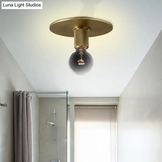 Modern Glass Flush Pendant Ceiling Light In Brass For Balcony - Globe Cone Cylinder Trumpet Shapes /