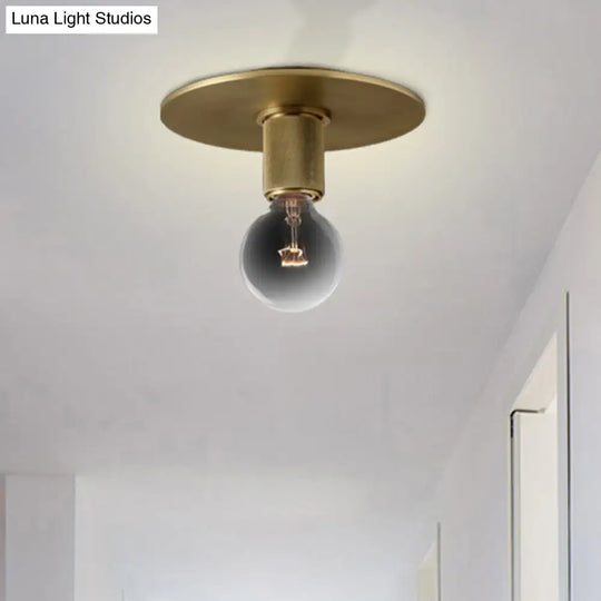 Modern Glass Flush Pendant Ceiling Light In Brass For Balcony - Globe Cone Cylinder Trumpet Shapes