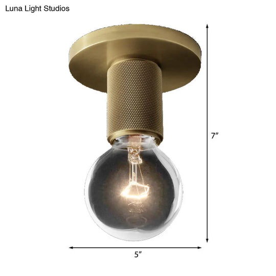 Modern Glass Flush Pendant Ceiling Light In Brass For Balcony - Globe Cone Cylinder Trumpet Shapes