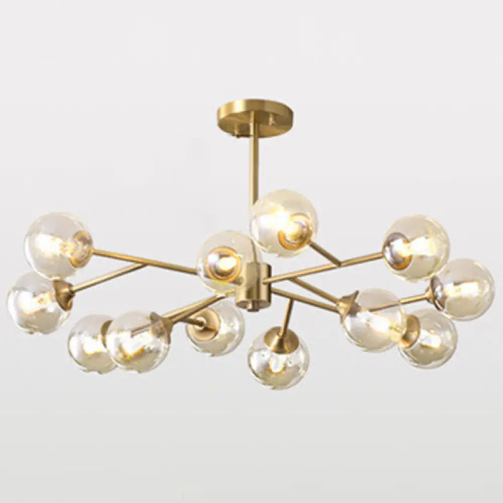 Modern Glass Globe Chandelier For Living Room - Elegant Suspension Lighting 12 / Gold