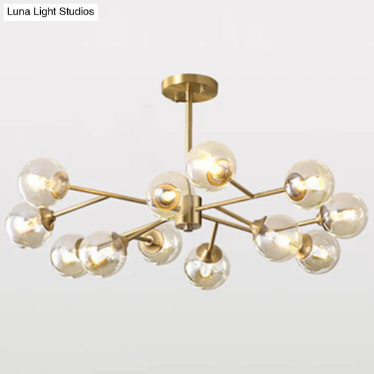 Modern Glass Globe Chandelier Light Fixture For Living Room 12 / Gold