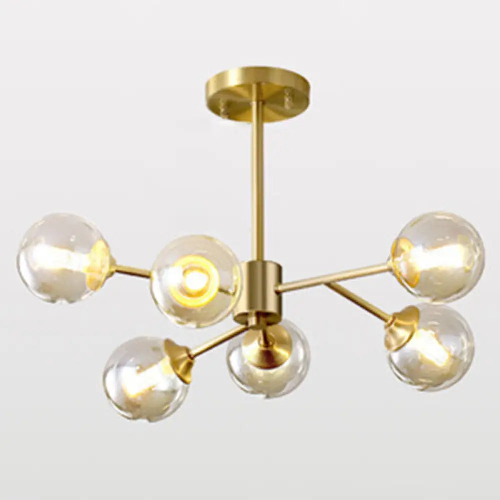 Modern Glass Globe Chandelier For Living Room - Elegant Suspension Lighting 6 / Gold