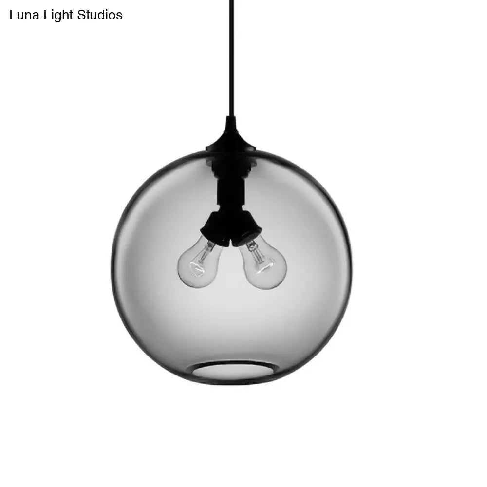 Modern Glass Globe Pendant Light - Red/Brown/Clear 2 Lights