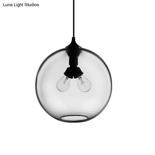 Modern Glass Globe Pendant Light - Red/Brown/Clear 2 Lights