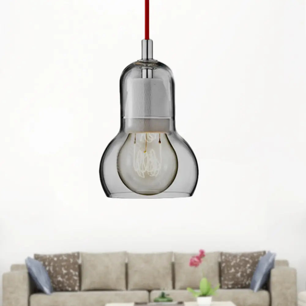 Modern Glass Gourd Pendant Light For Dining Room 1-Light 4’/7’ Width Clear/Amber/Grey Grey / 4’