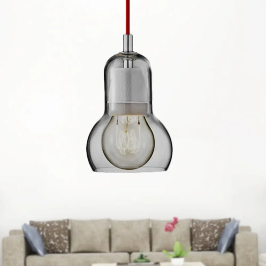 Modern Glass Gourd Pendant Light For Dining Room 1-Light 4’/7’ Width Clear/Amber/Grey Grey / 4’