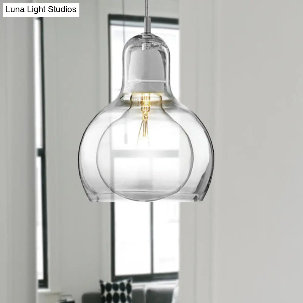 Modern Glass Gourd Pendant Light For Dining Room 1-Light 4’/7’ Width Clear/Amber/Grey