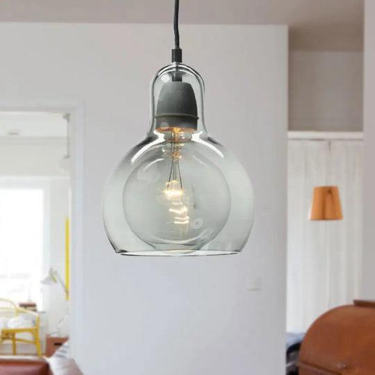 Modern Glass Gourd Pendant Light For Dining Room 1-Light 4’/7’ Width Clear/Amber/Grey Grey / 7’