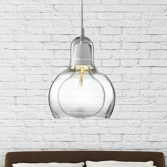 Modern Glass Gourd Pendant Light For Dining Room 1-Light 4’/7’ Width Clear/Amber/Grey Clear / 7’