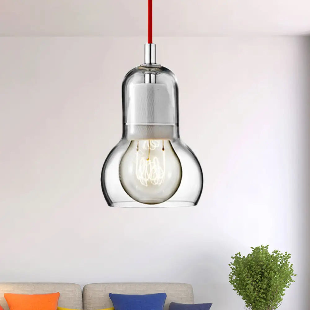 Modern Glass Gourd Pendant Light For Dining Room 1-Light 4’/7’ Width Clear/Amber/Grey Clear / 4’