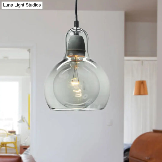 Modernist Clear/Amber/Grey Glass Gourd Pendant Light - Stylish 1-Light Ceiling Lamp For Dining Room