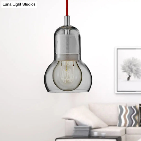 Modernist Clear/Amber/Grey Glass Gourd Pendant Light - Stylish 1-Light Ceiling Lamp For Dining Room