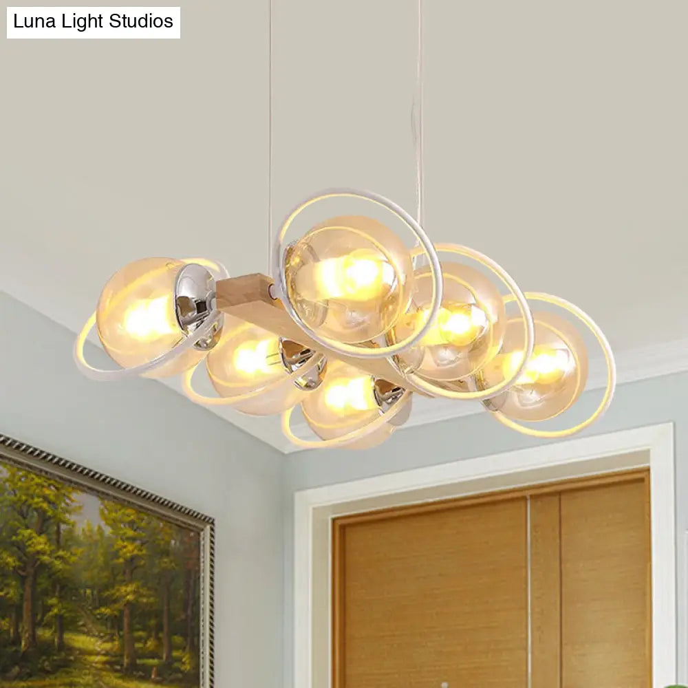 Modern Glass Hanging Light Fixture - Cognac Bubble Shade Island Lighting