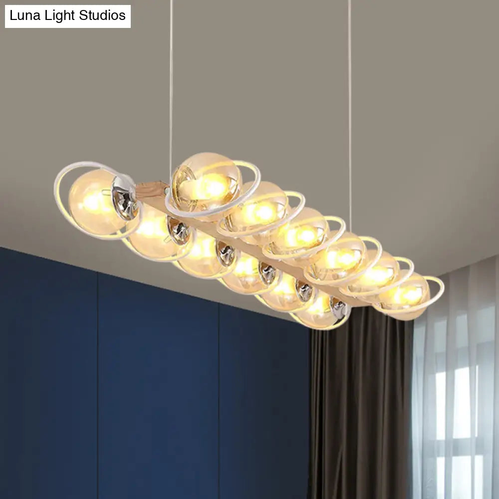 Modern Glass Hanging Light Fixture - Cognac Bubble Shade Island Lighting