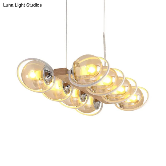 Modern Glass Hanging Light Fixture - Cognac Bubble Shade Island Lighting