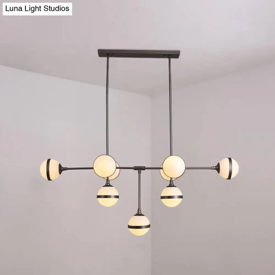 Modern Glass Orb Chandelier With 9-Silver/Gold Finish Heads - Perfect Island Lighting For