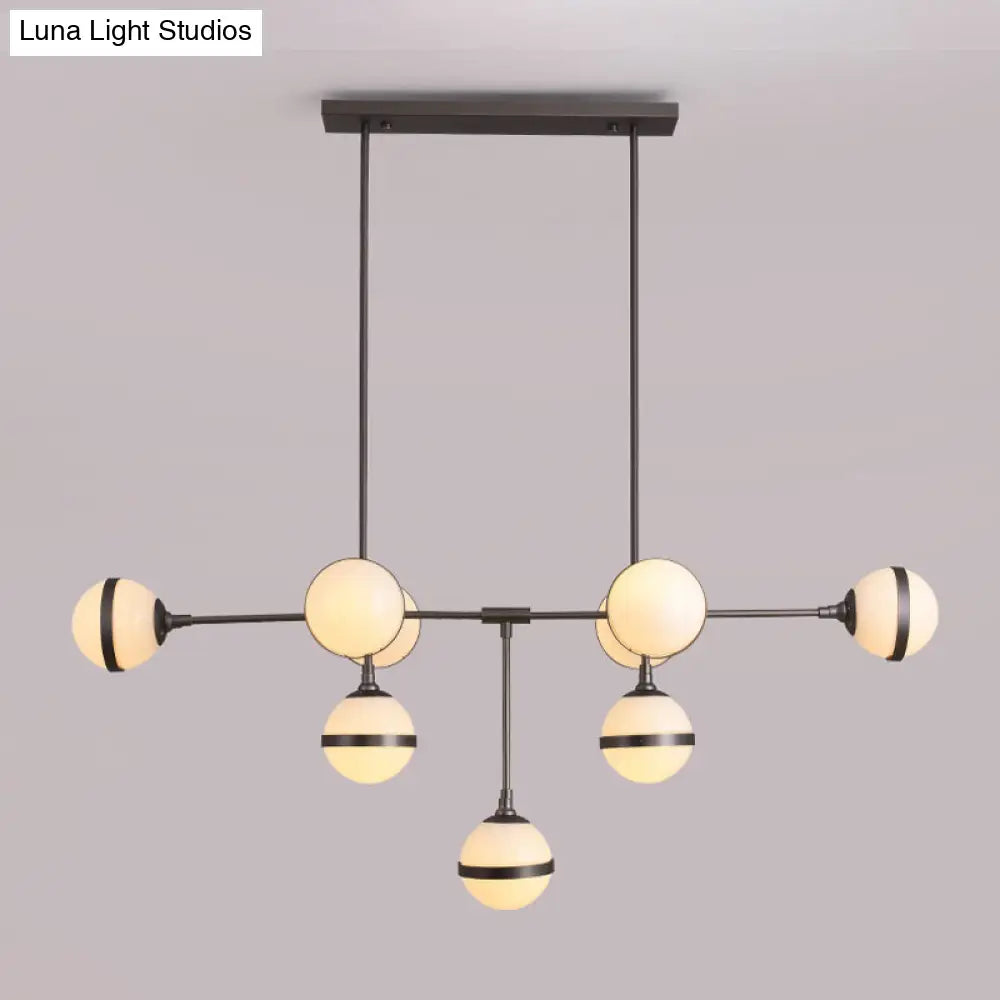 Modern Glass Orb Chandelier With 9-Silver/Gold Finish Heads - Perfect Island Lighting For